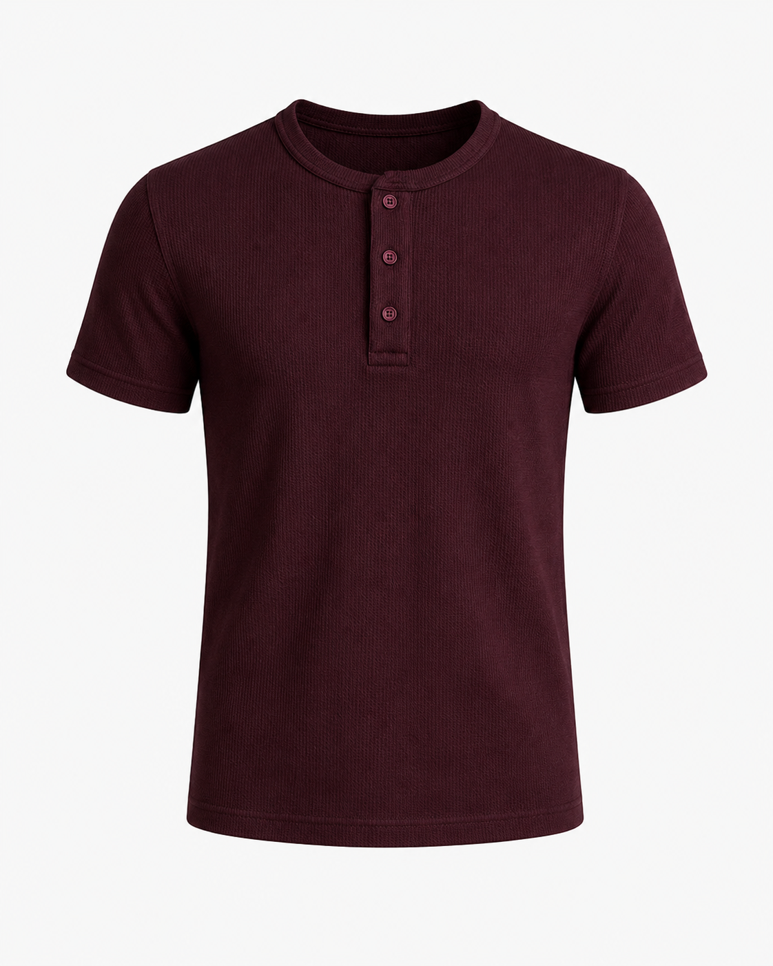 The Ribbed Henley — Burgundy