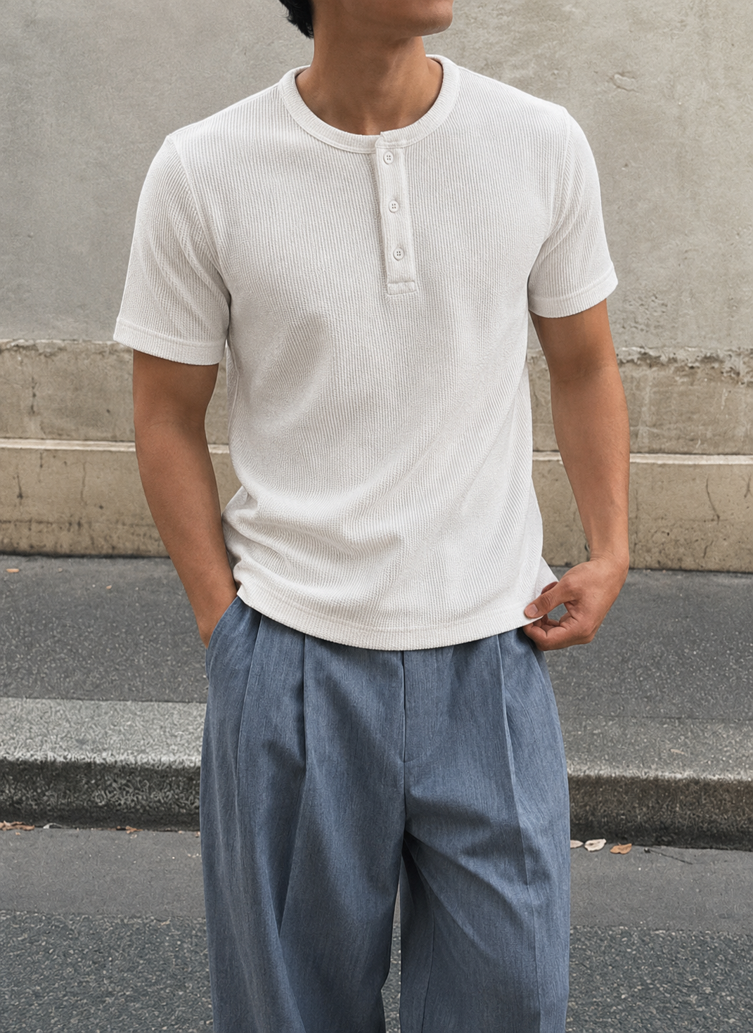 The Ribbed Henley — White